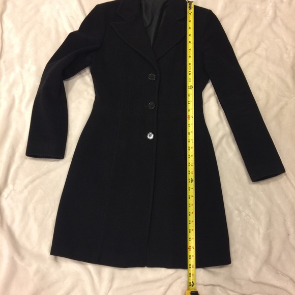 Black Collared V neck wool coat - size 40 - Picture 6 of 8